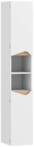 HOMCOM Tall Slim Bathroom Cabinet with 2 Doors, 2 Shelves - White