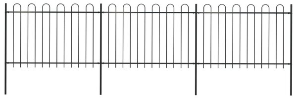 Garden Fence with Hoop Top Steel 5.1x1.2 m Black