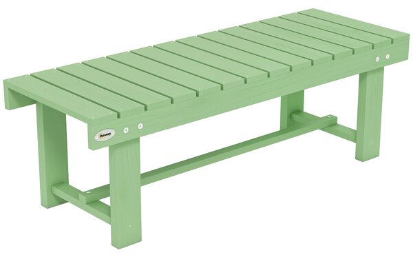 Outsunny Wooden Garden Bench, Backless Outdoor Loveseat with Slatted Seat, Light Green