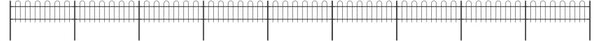 Garden Fence with Hoop Top Steel 15.3x0.6 m Black