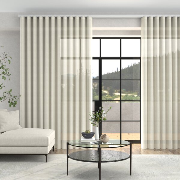 Romeo Voile Made To Measure Curtains + FREE Track - Wave Cream