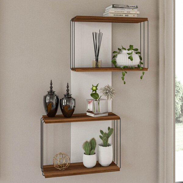 Davinoir Wooden Wall Hung Shelving Unit With 3 Shelves In Pine And White