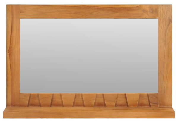 Wall Mirror with Shelf 60x12x40 cm Solid Teak Wood