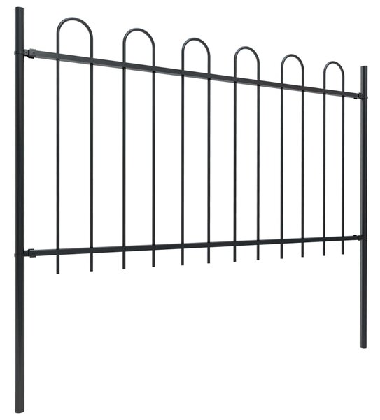 Garden Fence with Hoop Top Steel 10.2x1 m Black