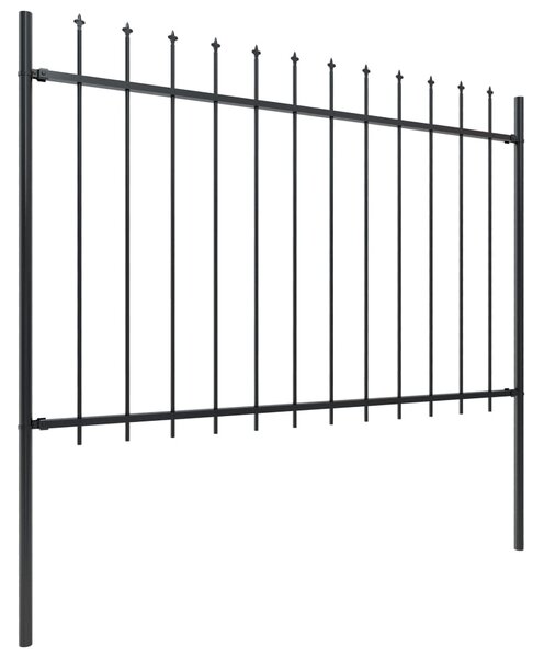 Garden Fence with Spear Top Steel 1.7x1.2 m Black