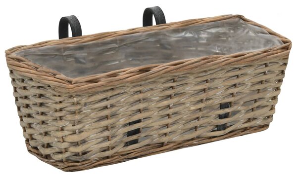 Balcony Planter 2 pcs Wicker with PE Lining 40 cm