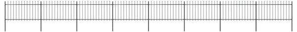 Garden Fence with Spear Top Steel 13.6x1 m Black