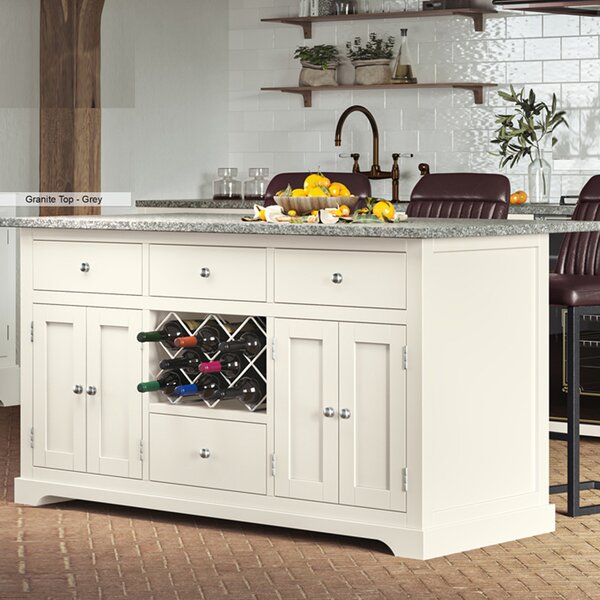 Kavala Grey Granite Marble Top Kitchen Island In Cream