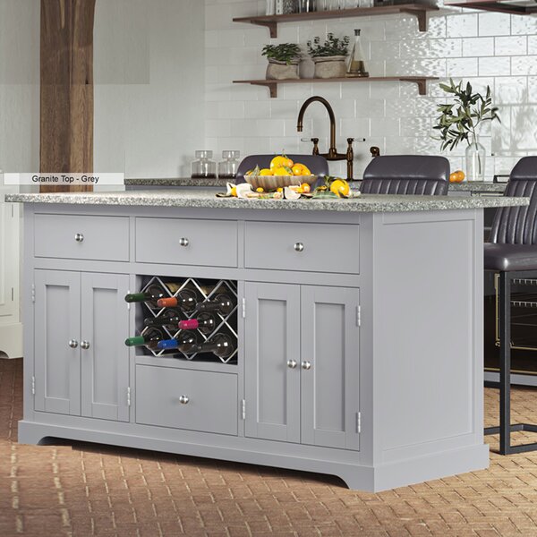 Kavala Granite Marble Top Kitchen Island In Grey