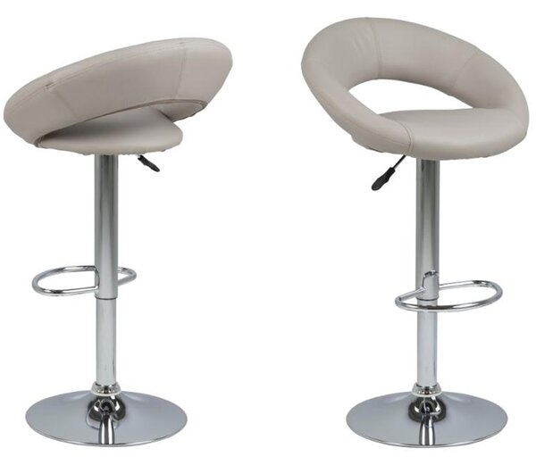 Plano Taupe PU Leather Bar Stools With Chrome Base In Pair