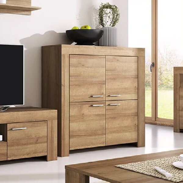 Sonora Wooden Storage Cabinet With 4 Doors In Riviera Oak