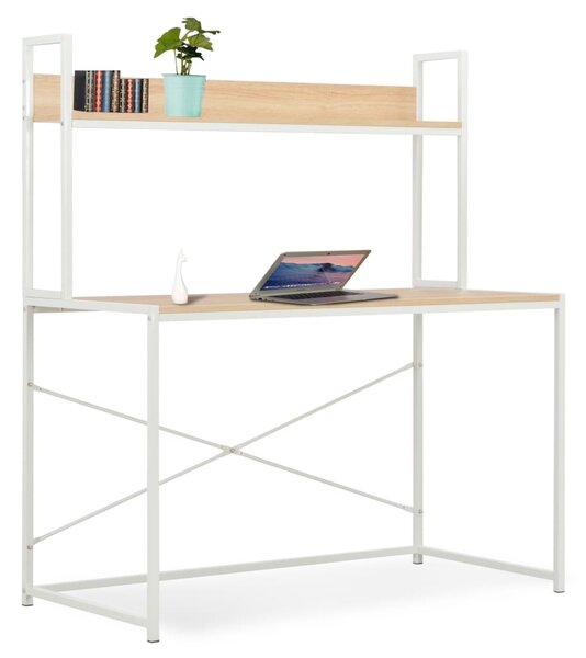 Computer Desk White and Oak 120x60x138 cm