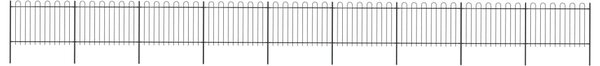 Garden Fence with Hoop Top Steel 15.3x1.2 m Black