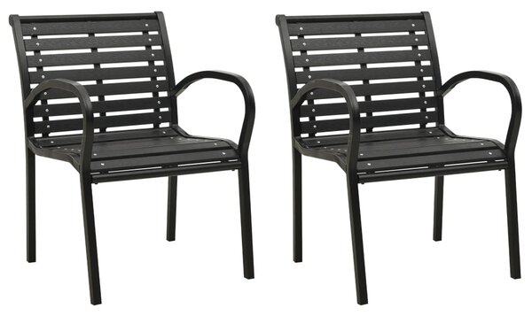 Garden Chairs 2 pcs Steel and WPC Black