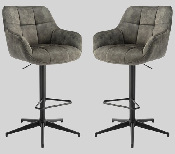 Joplin Olive Fabric Gas Lift Bar Stools - Pair