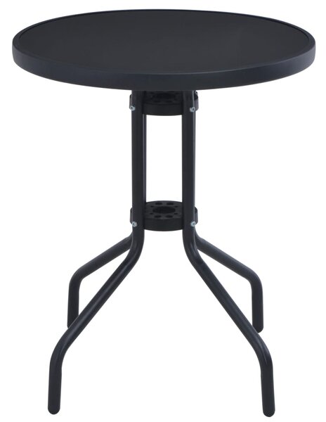 Garden Table Black 80 cm Steel and Glass