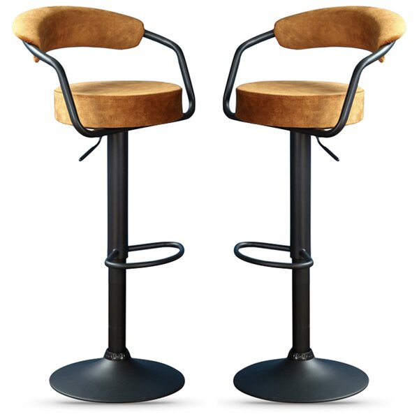 Hobart Rust Fabric Bar Stools - Pair