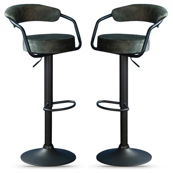 Hobart Olive Fabric Bar Stools - Pair