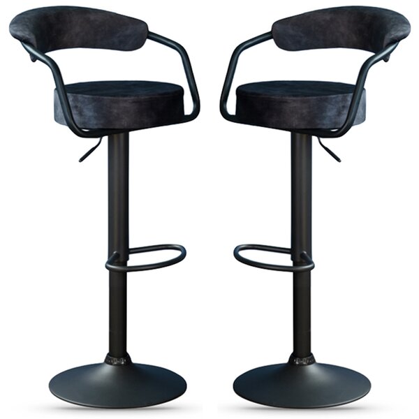 Hobart Charcoal Fabric Bar Stools - Pair