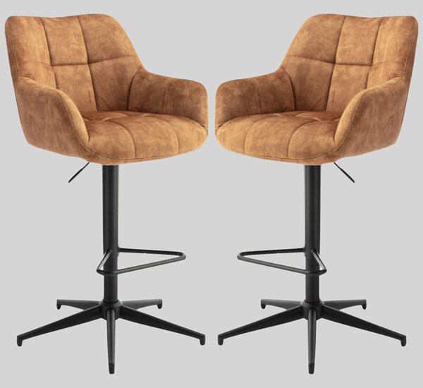 Joplin Rust Fabric Gas Lift Bar Stools - Pair
