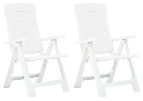 Garden Reclining Chairs 2 pcs Plastic White