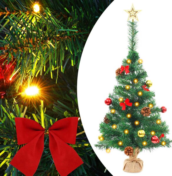 Artificial Pre-lit Christmas Tree with Baubles Green 64 cm