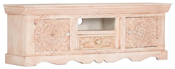 TV Cabinet White 120x30x40 cm Solid Mango Wood