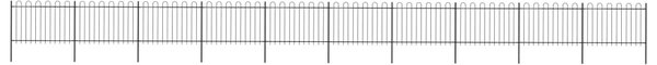 Garden Fence with Hoop Top Steel 17x1.2 m Black
