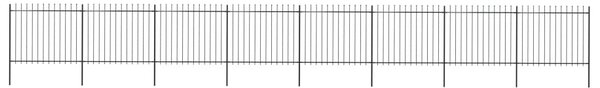 Garden Fence with Spear Top Steel 13.6x1.5 m Black