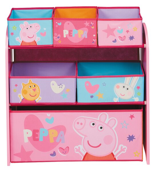 Peppa Pig Wooden Toy Organiser with 6 Storage Bins