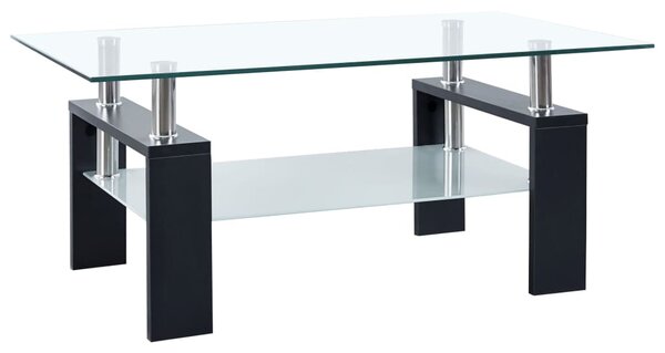 Coffee Table Black and Transparent 95x55x40 cm Tempered Glass