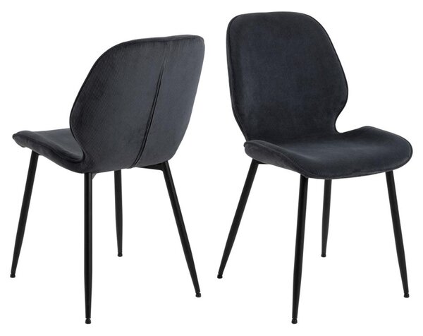 Fairfield Anthracite Fabric Dining Chairs With Black Legs In Pair