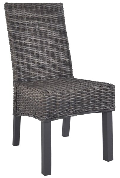 Dining Chairs 6 pcs Brown Kubu Rattan and Mango Wood