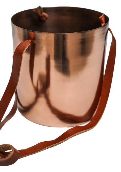 Leather Strap Hanging Plant Pot