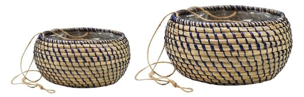 Set of 2 Seagrass Hanging Plant Pots