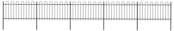 Garden Fence with Hoop Top Steel 8.5x1 m Black