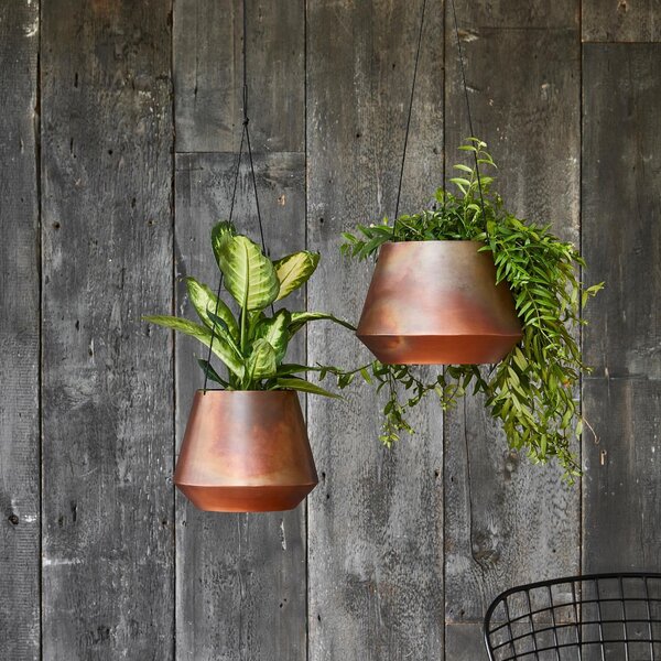 Soho Aged Leather Strap Hanging Plant Pot