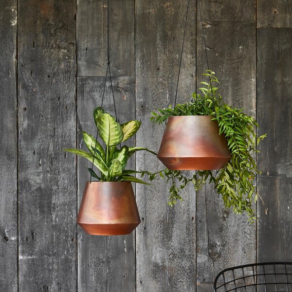 Soho Aged Leather Strap Hanging Plant Pot