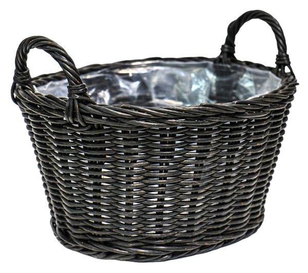 Ivyline Polyrattan Lined Basket Plant Pot