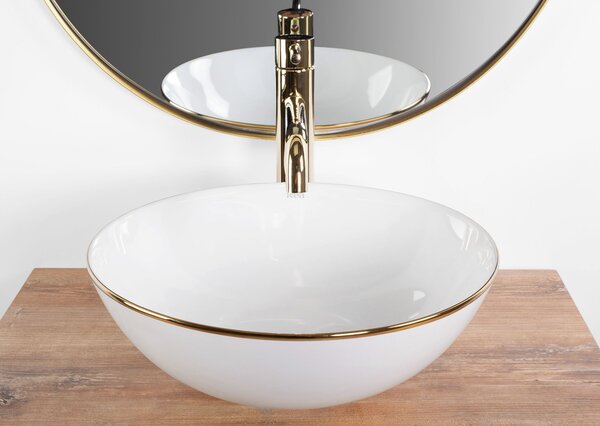 Countertop Basin Stella White gold edge