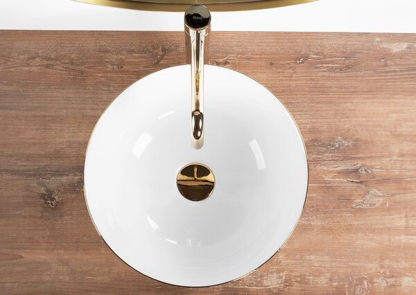 Countertop Basin Stella White gold edge