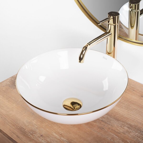 Countertop Basin Stella White gold edge