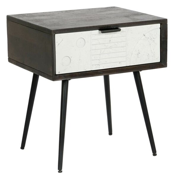 Nightstand DKD Home Decor 45 x 38 x 50 cm Black Metal White Mango wood Wengue