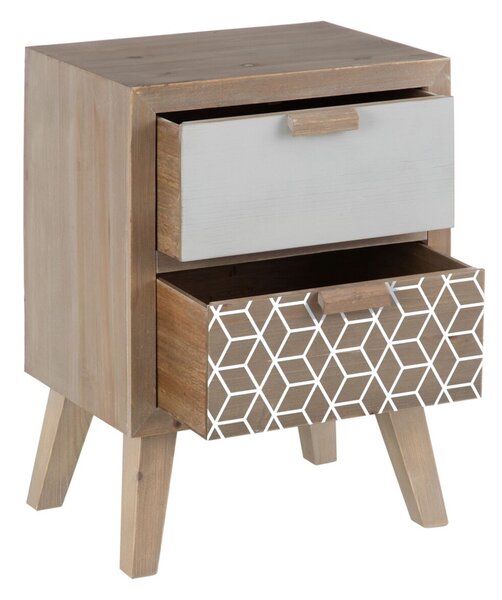 Nightstand KENSY 40 x 30 x 55 cm Natural Wood White