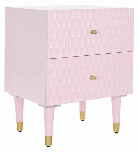 Nightstand DKD Home Decor 52 x 42 x 65 cm Metal Light Pink Mango wood