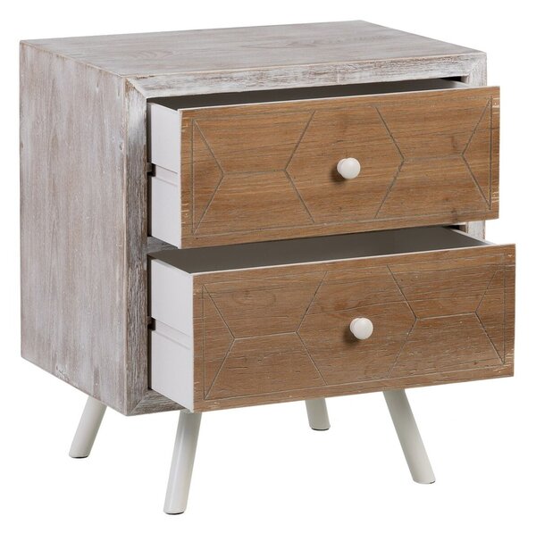 Nightstand COUNTRY Natural White Fir wood 50 x 35 x 55 cm MDF Wood