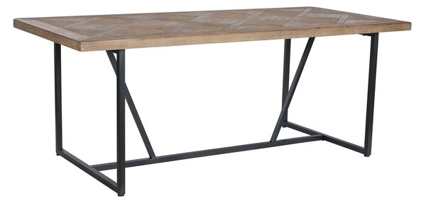 Dining Table Home ESPRIT Black Natural Metal Fir 195 x 90 x 76 cm