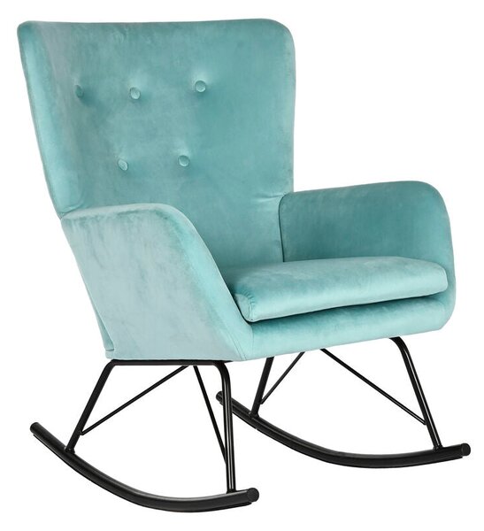 Rocking Chair Home ESPRIT Black Sky blue Polyester Metal 68 x 90 x 92 cm