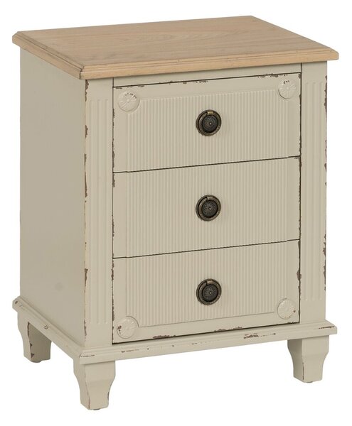 Nightstand Cream Natural Fir wood MDF Wood 48 x 36 x 61 cm