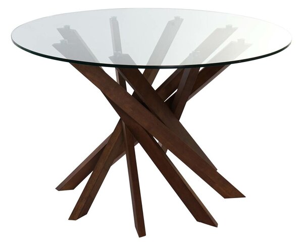 Dining Table DKD Home Decor Crystal Brown Transparent Walnut 120 x 120 x 76 cm